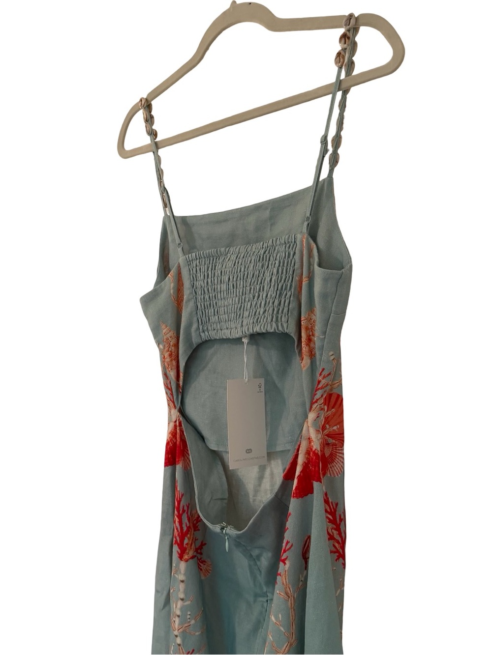 Caroline Constas Coral Shell Print Linen Maxi Dress NWT - Picture 7 of 10
